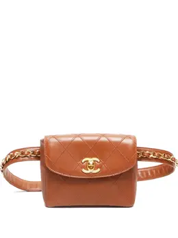 CHANEL Pre-Owned: Коричневая поясная сумка 