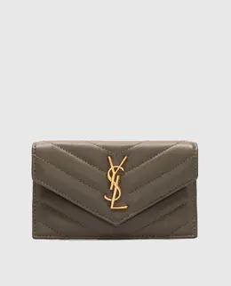 Saint Laurent: Кошелёк цвета хаки 