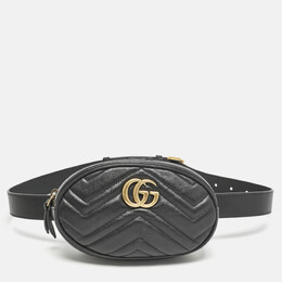 Gucci: Чёрная поясная сумка  GG Marmont