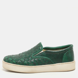 Bottega Veneta: Зелёные мокасины  Intrecciato