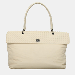 Bottega Veneta: Белая сумка на руку  Intrecciato