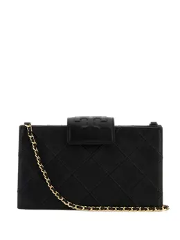 Tory Burch: Чёрная сумка через плечо  Fleming