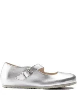 Birkenstock: Серебристые балетки 