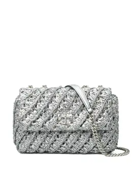 Tory Burch: Серебристая сумка  Kira