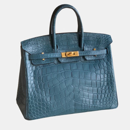 Hermes: Голубая сумка на руку  Birkin 25