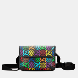 Gucci: Чёрная поясная сумка  GG Supreme