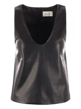 Saint Laurent: Кожаный топ 