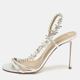 Aquazzura: Серебристые сандалии 