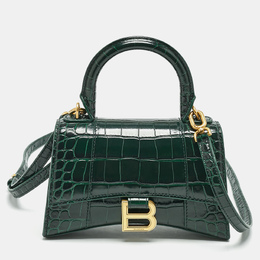 Balenciaga: Зелёная сумка на руку  Hourglass