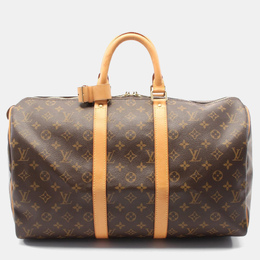 Louis Vuitton: Коричневая сумка на руку  Keepall 45