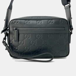 Gucci: Чёрная сумка через плечо  GG