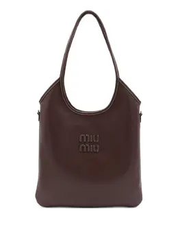 Miu Miu: Коричневая сумка-шоппер 