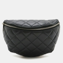 Chanel: Чёрная поясная сумка 