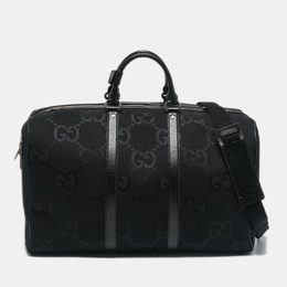 Gucci: Чёрная спортивная сумка  GG