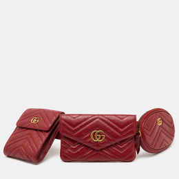 Gucci: Красная поясная сумка  GG Marmont