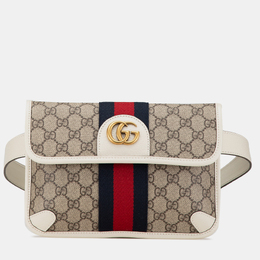 Gucci: Бежевая поясная сумка  GG Supreme