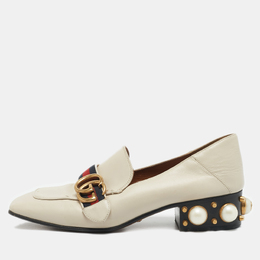 Gucci: Белые мокасины  Interlocking G Horsebit