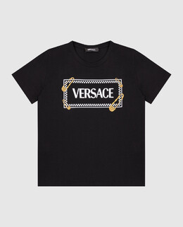 Versace: Чёрная футболка 