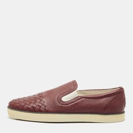 Bottega Veneta: Бордовые мокасины  Intrecciato