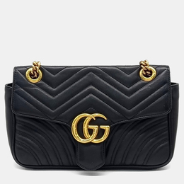 Gucci: Чёрная сумка  Marmont