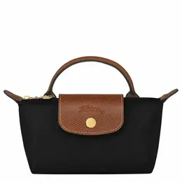 Longchamp: Чёрная сумка  Le Pliage Original