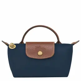 Longchamp: Синяя сумка  Le Pliage