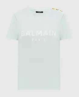 Balmain: Зелёная футболка 