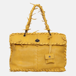 Bottega Veneta: Жёлтая сумка на руку 