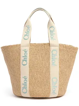CHLOÉ: Зелёная сумка-шоппер  Woody