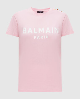 Balmain: Розовая футболка 