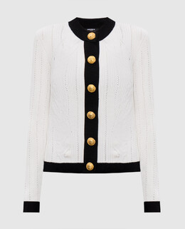 Balmain: Белый кардиган 