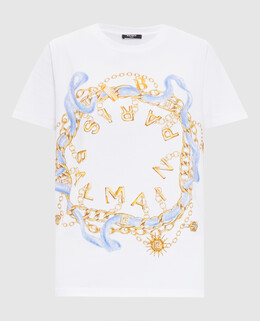 Balmain: Белая футболка 