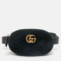 Gucci: Чёрная поясная сумка  GG Marmont