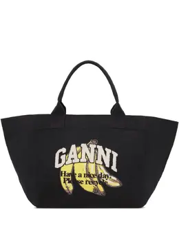 GANNI: Чёрная сумка-шоппер 