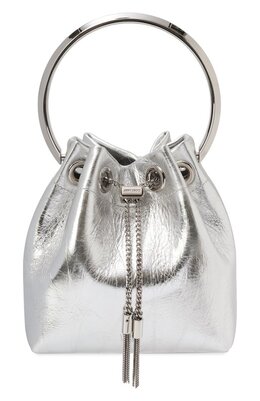 Jimmy Choo: Серебристая сумка  Bon Bon