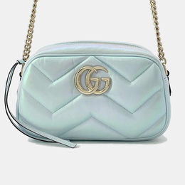 Gucci: Голубая сумка  GG Marmont