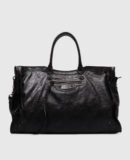 Balenciaga: Чёрная дорожная сумка 