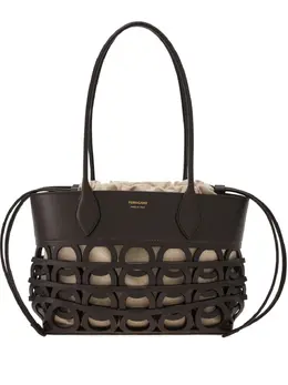 Ferragamo: Коричневая сумка-шоппер  Gancini