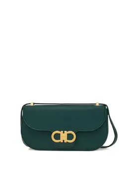 Ferragamo: Зелёная сумка через плечо  Double Gancini