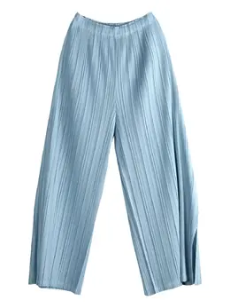 Pleats Please Issey Miyake: Голубые брюки 