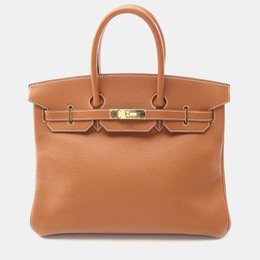 Hermes: Коричневая сумка на руку  Birkin 35