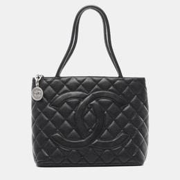 Chanel: Чёрная сумка-шоппер 