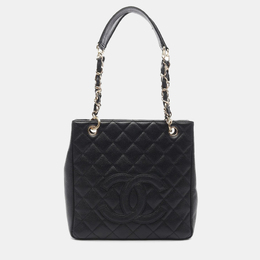 Chanel: Чёрная сумка-шоппер 