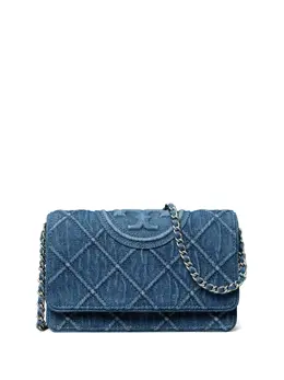 Tory Burch: Голубая сумка через плечо  Fleming
