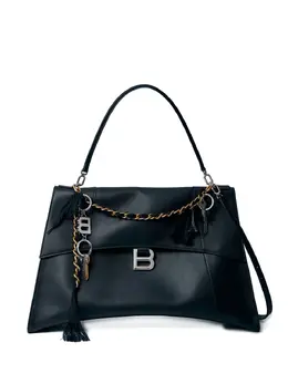 Balenciaga: Чёрная сумка-шоппер  Soft Hourglass