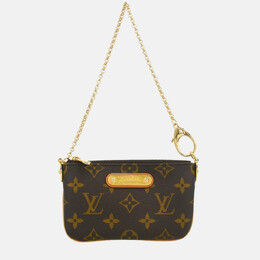 Louis Vuitton: Коричневый клатч  Pochette Milla PM
