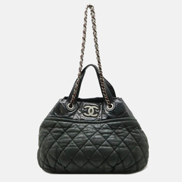 Chanel: Чёрная сумка-шоппер 