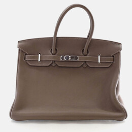 Hermes: Серебристая сумка-шоппер  Birkin 35
