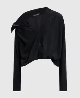 Balenciaga: Чёрная блуза 