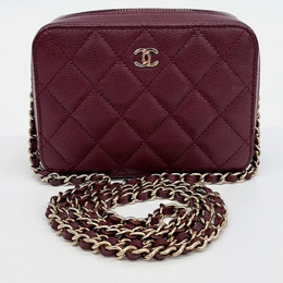 Chanel: Бордовая сумка через плечо 